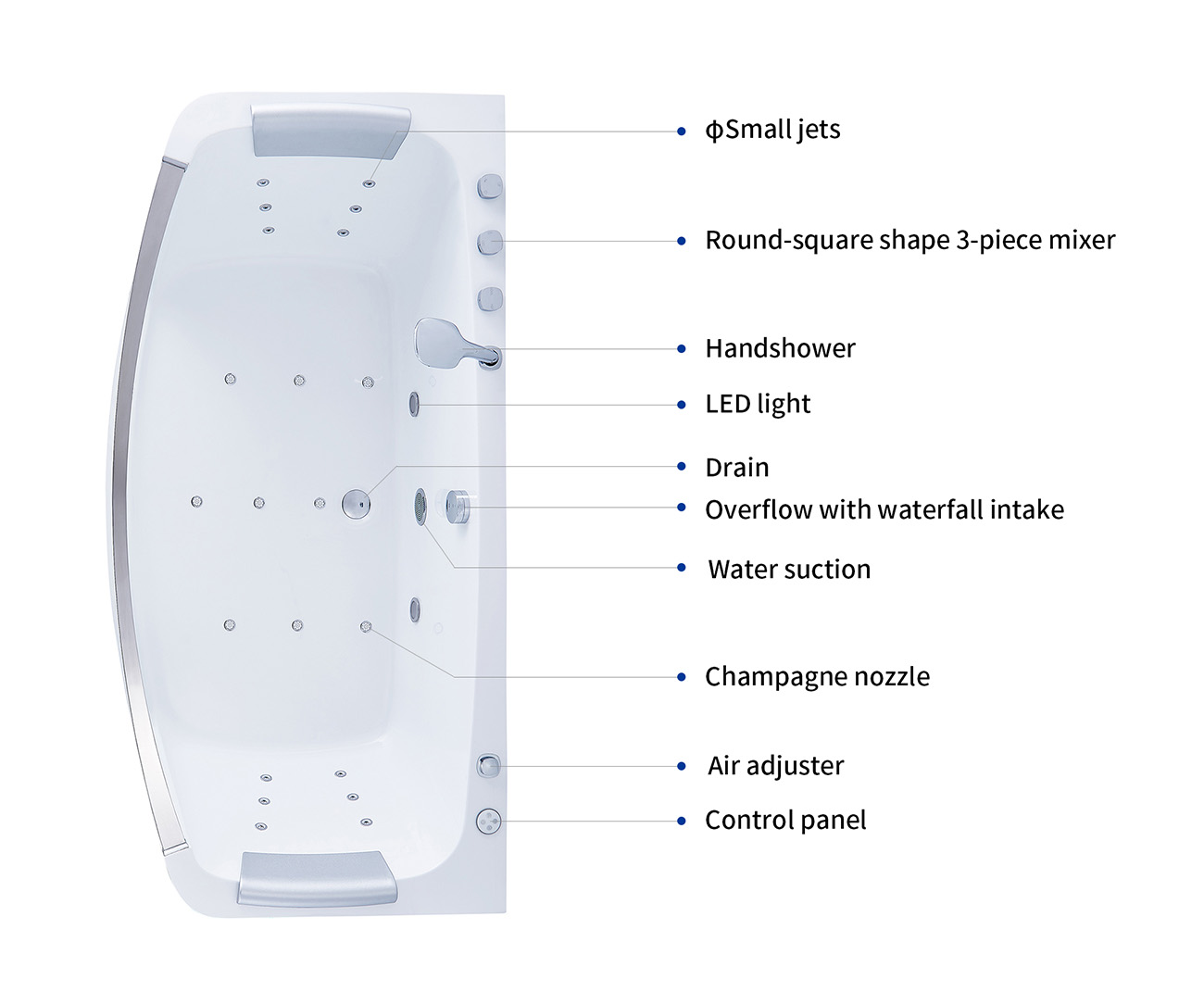 SSWW A4101 MASSAGE BATHTUB 1 PERSON 1750x850mm-3