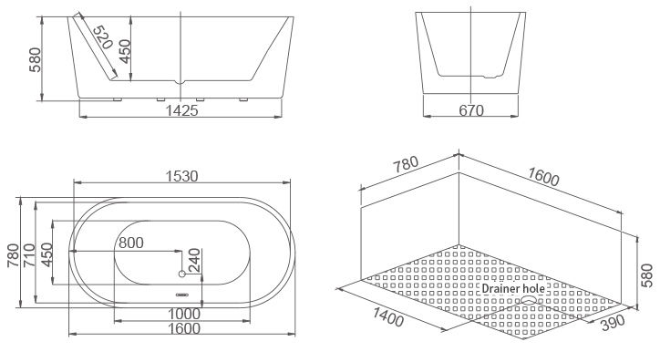 SSWW FREE STANDING BATHTUB M707